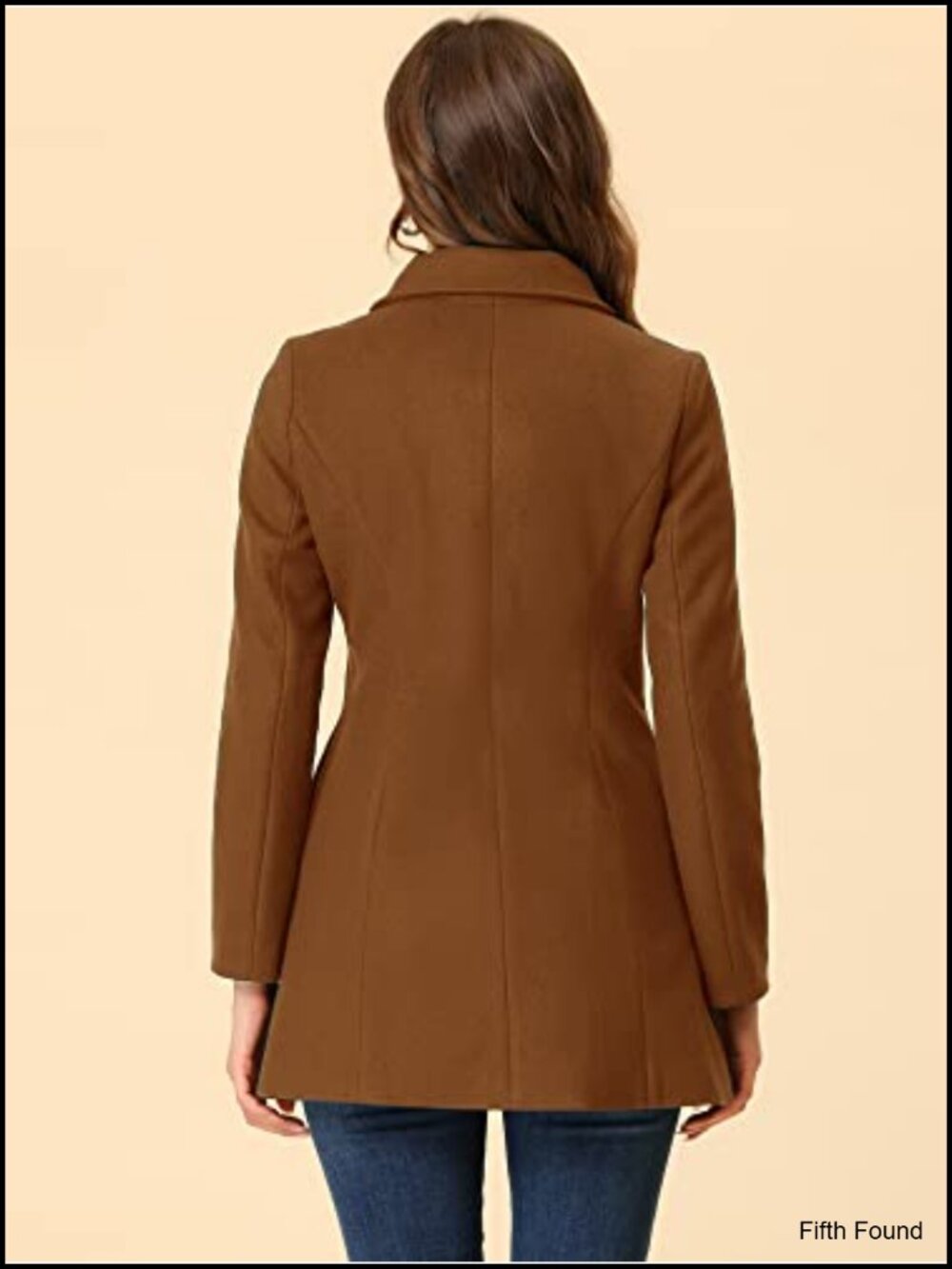 Peter Pan Collar Double Breasted Winter Trench Pea Coat, Women's Windproof Wool - Picture 3 of 6